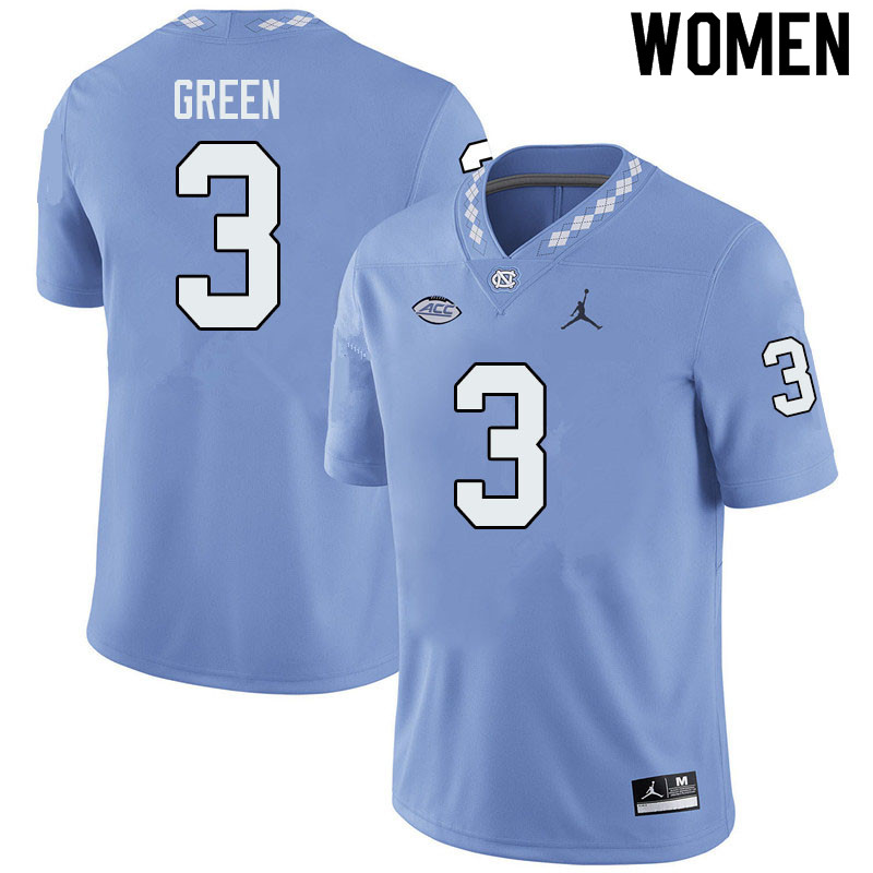Jordan Brand Women #3 Antoine Green North Carolina Tar Heels College Football Jerseys Sale-Blue